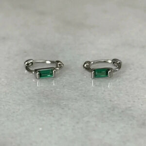 NEW STOCK Sterling Silver Green Crystal Mini Small Huggie Hoop Earrings